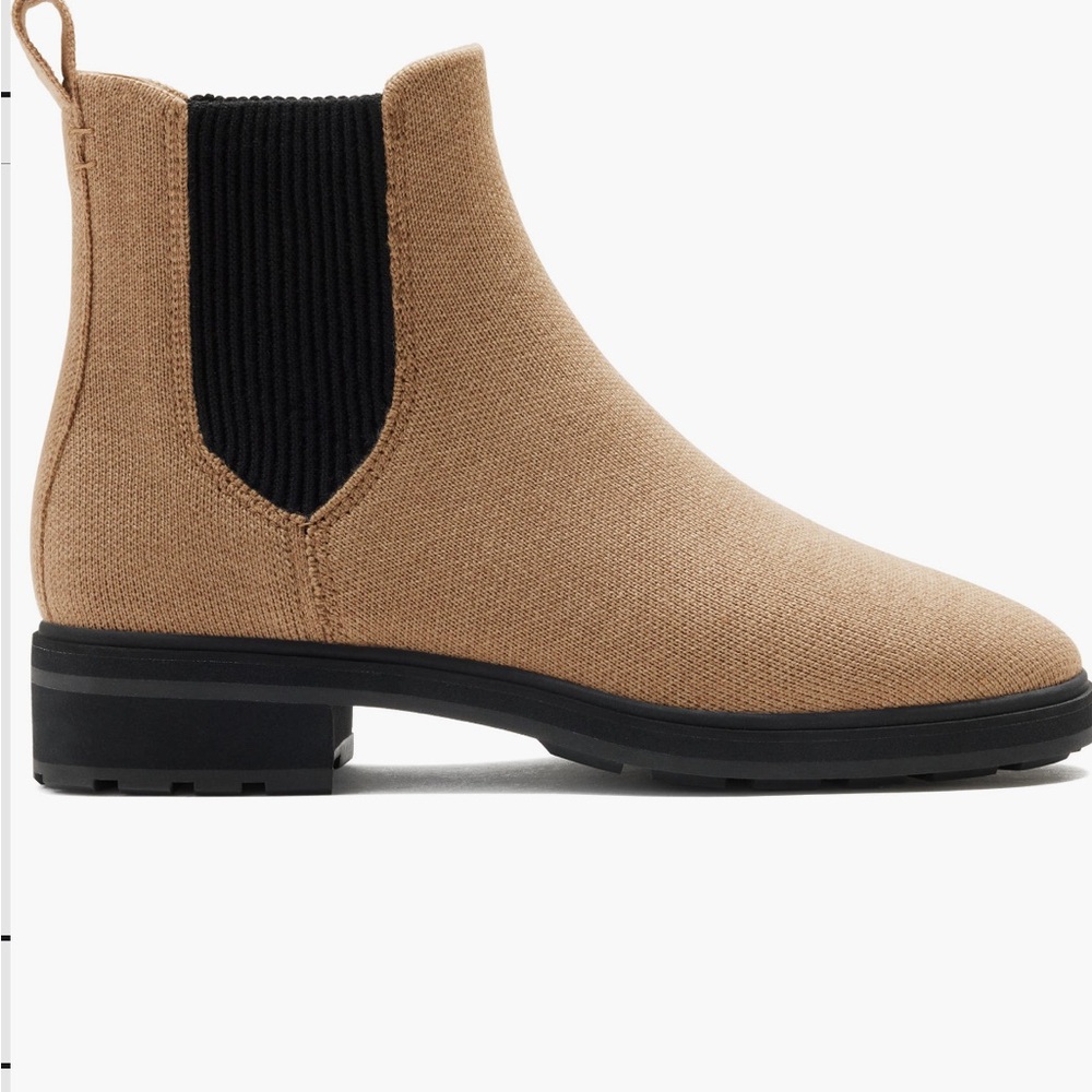 Rothy's Tan Ankle Boots with Black Accents